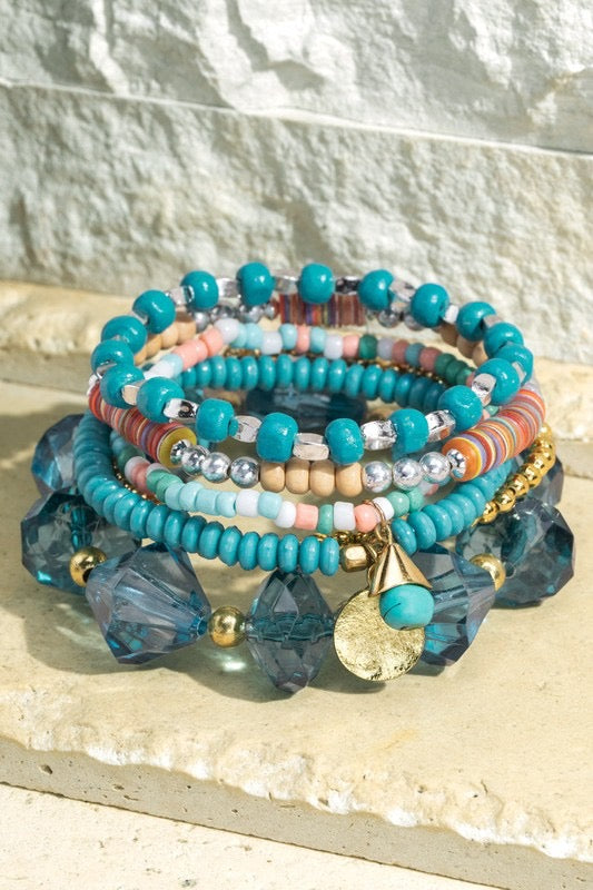 Free As The Ocean Tidal Wave Stacked Stretch Bracelet