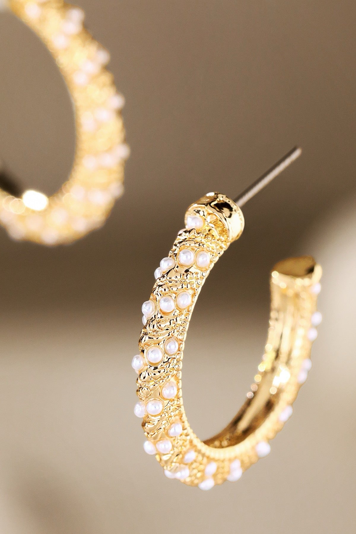 Pearl Beaded Hoop Earrings