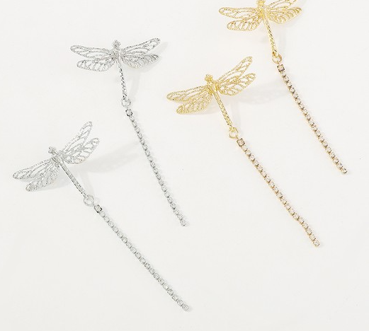 Dragon Fly Drop Earrings (GOLD OR SILVER)