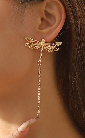 Dragon Fly Drop Earrings (GOLD OR SILVER)