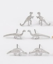 WE BESTIES Dinosaur Silver Stud Earrings Set