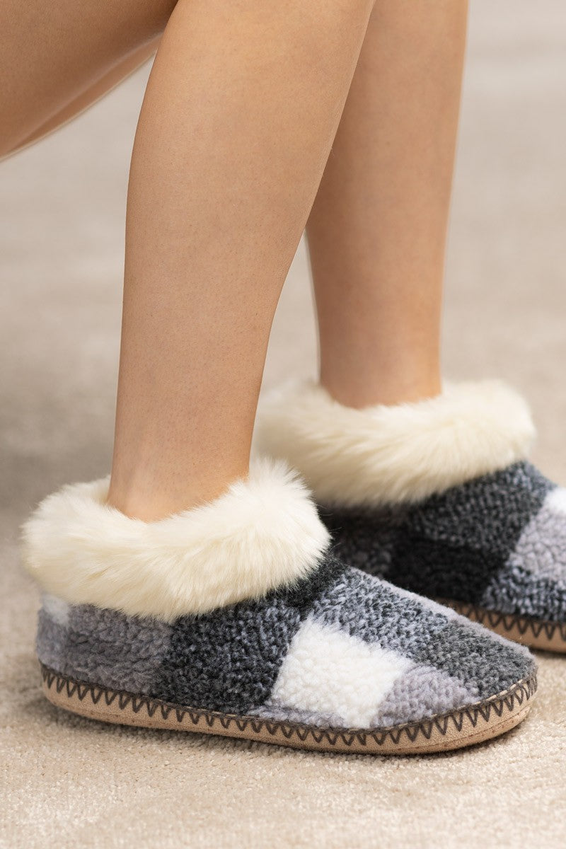 Buffalo Roam Plaid Faux Fur Slippers