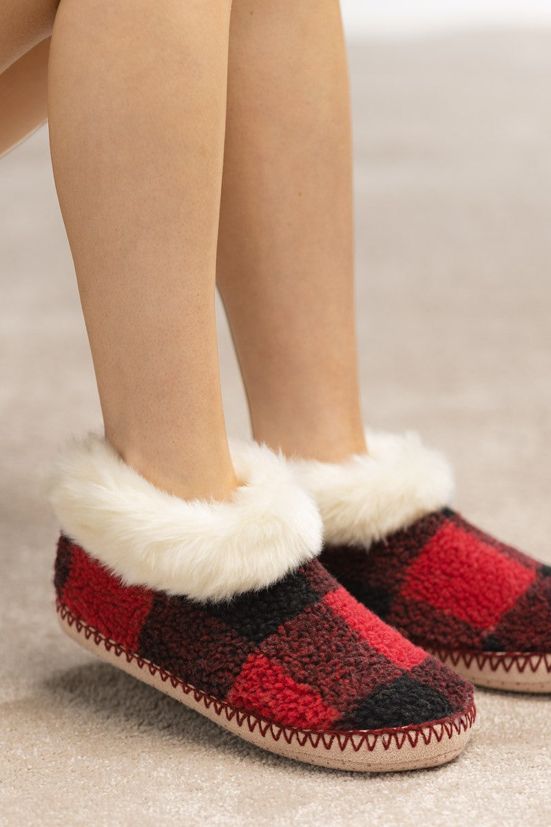 Buffalo Roam Plaid Faux Fur Slippers