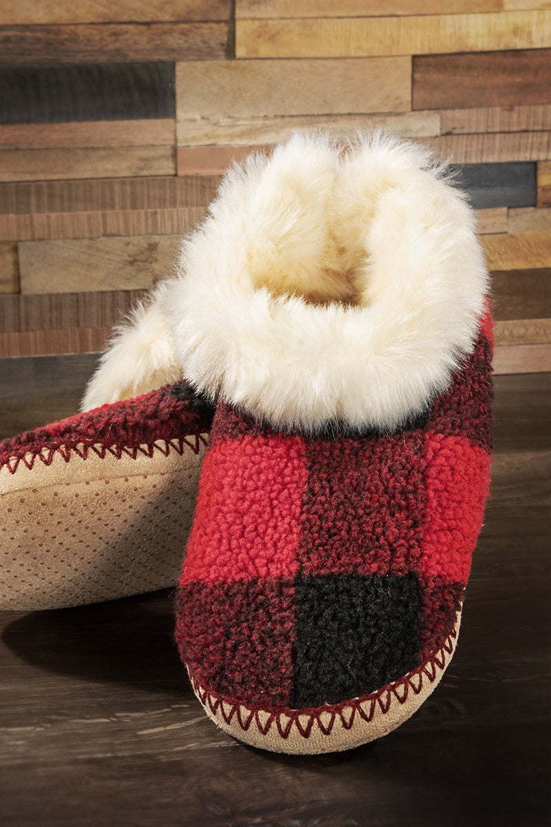 Buffalo Roam Plaid Faux Fur Slippers