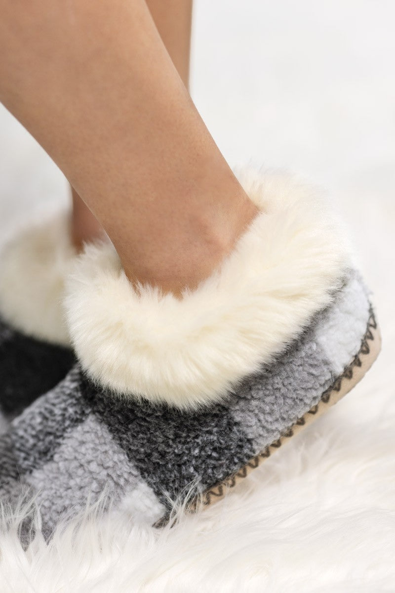 Buffalo Roam Plaid Faux Fur Slippers