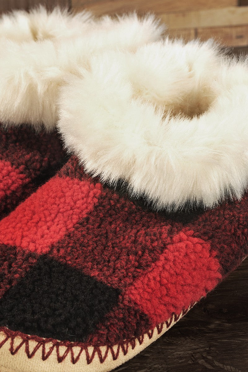 Buffalo Roam Plaid Faux Fur Slippers