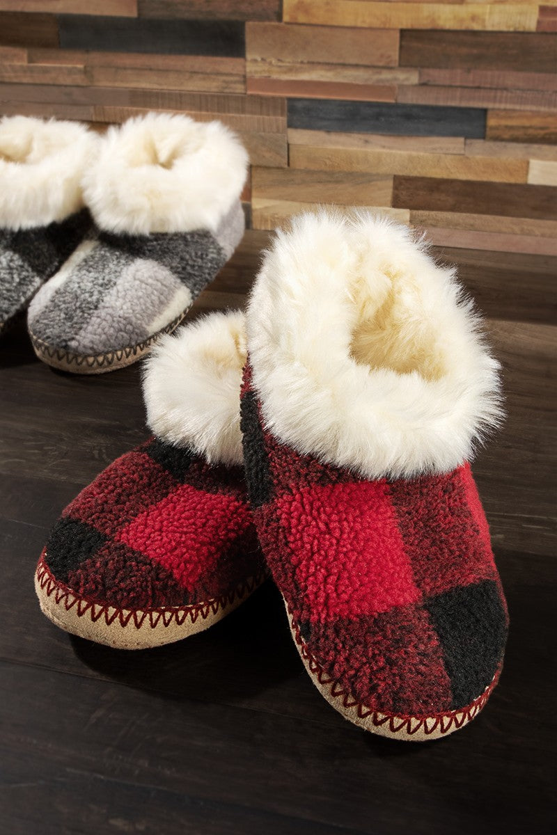 Buffalo Roam Plaid Faux Fur Slippers