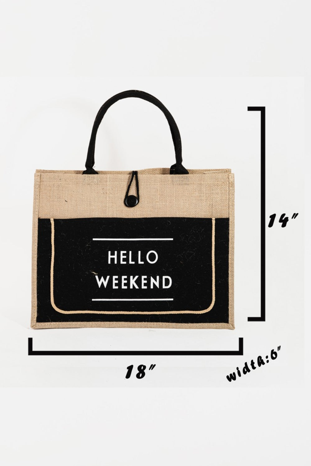 Hello Weekend Burlap Tote Bag (Multiple Colors)