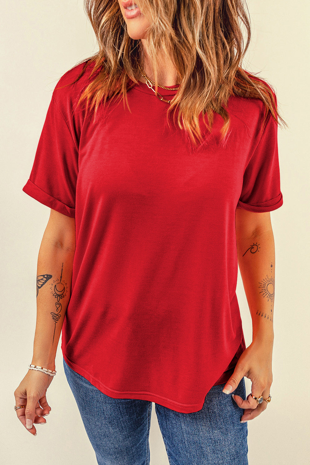 (S-2X) Basic Bishes Round Neck Short Sleeve T-Shirt (Multiple Colors)