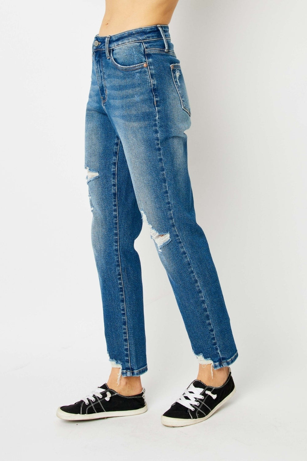 (0-24W) Ace Judy Blue Distressed Boyfriend Fit Jeans