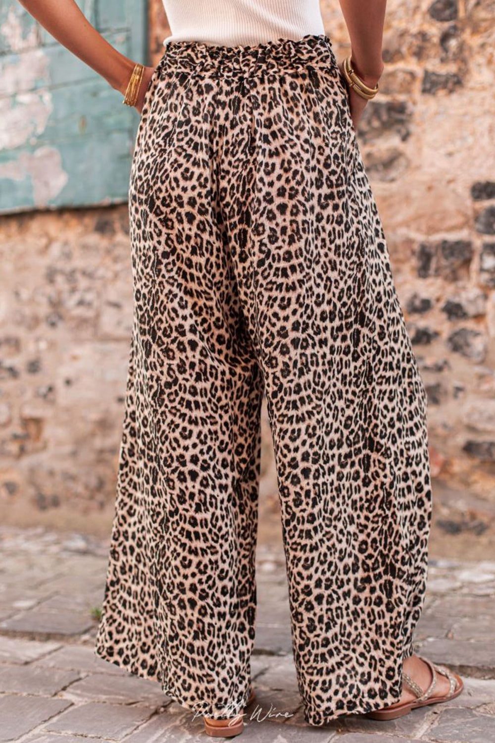 In The Moment Leopard Drawstring Wide Leg Pants