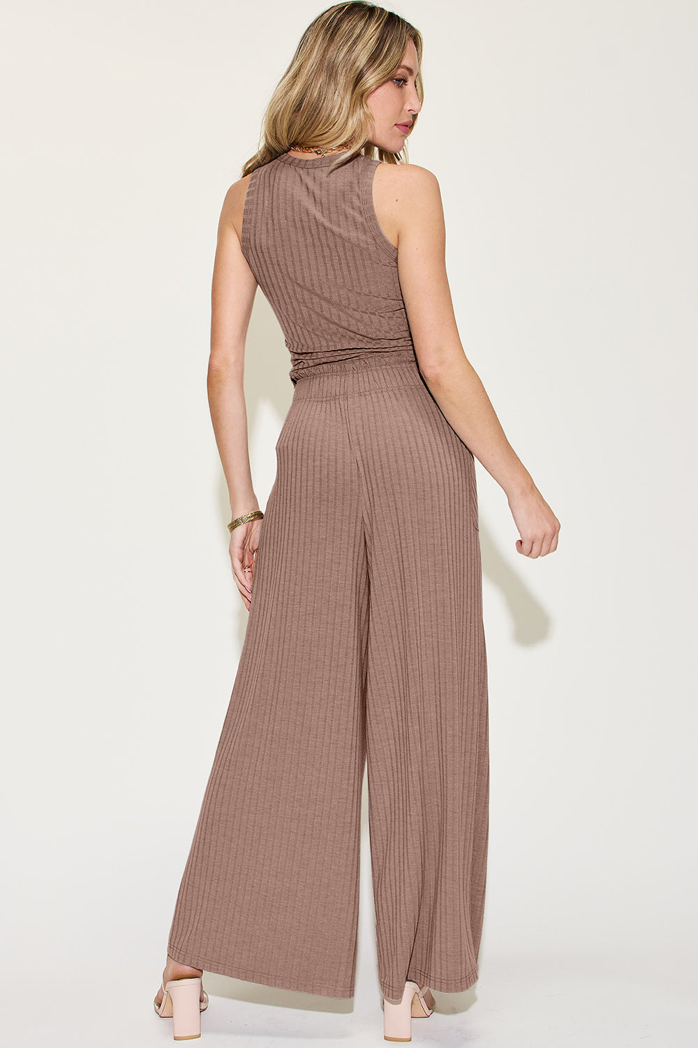 (S-3X) Dear Delilah Ribbed Tank and Wide Leg Pants Set (Multiple Colors) - BP