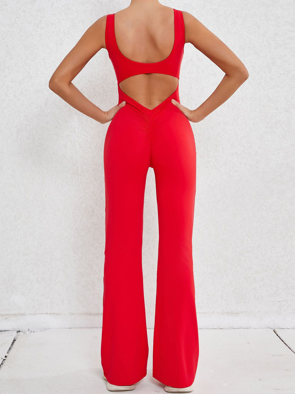 Check Me Out  Cutout Wide Strap Scoop Neck Active Jumpsuit (Multiple Colors)