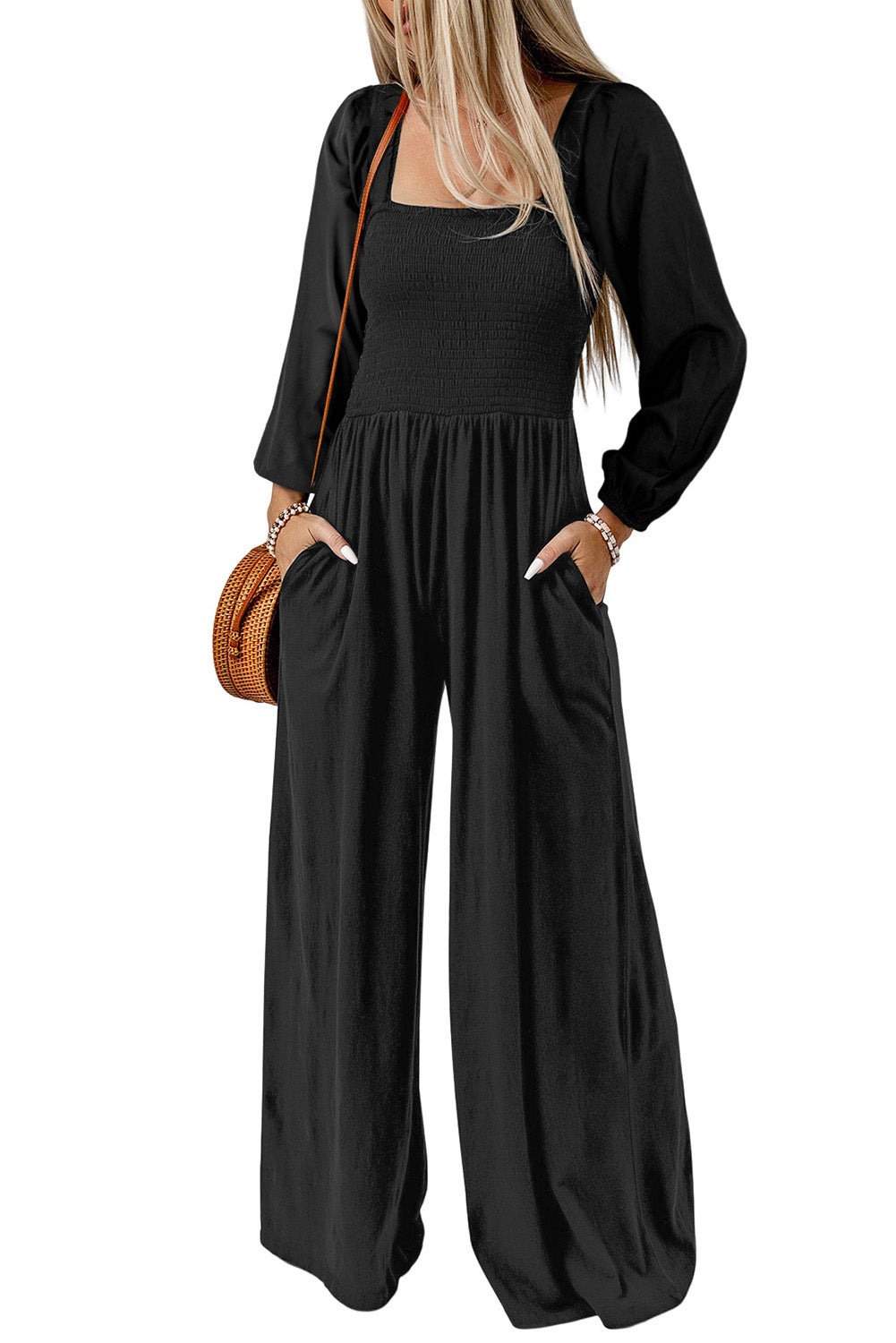 Triumph Over Trials Square Neck Raglan Sleeve Jumpsuit with Pocket - BP