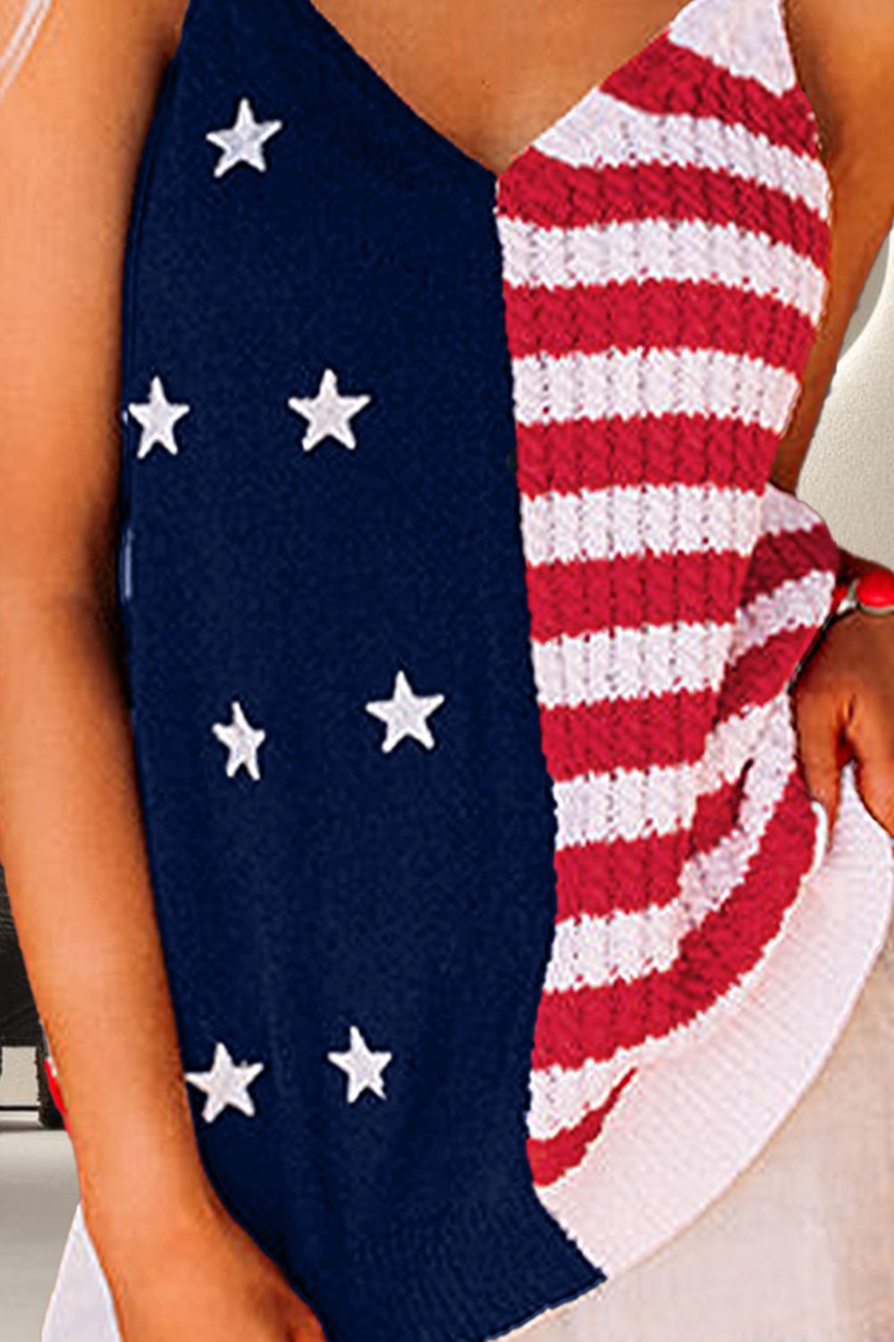 Rich In History US Flag Theme V-Neck Knit Cami