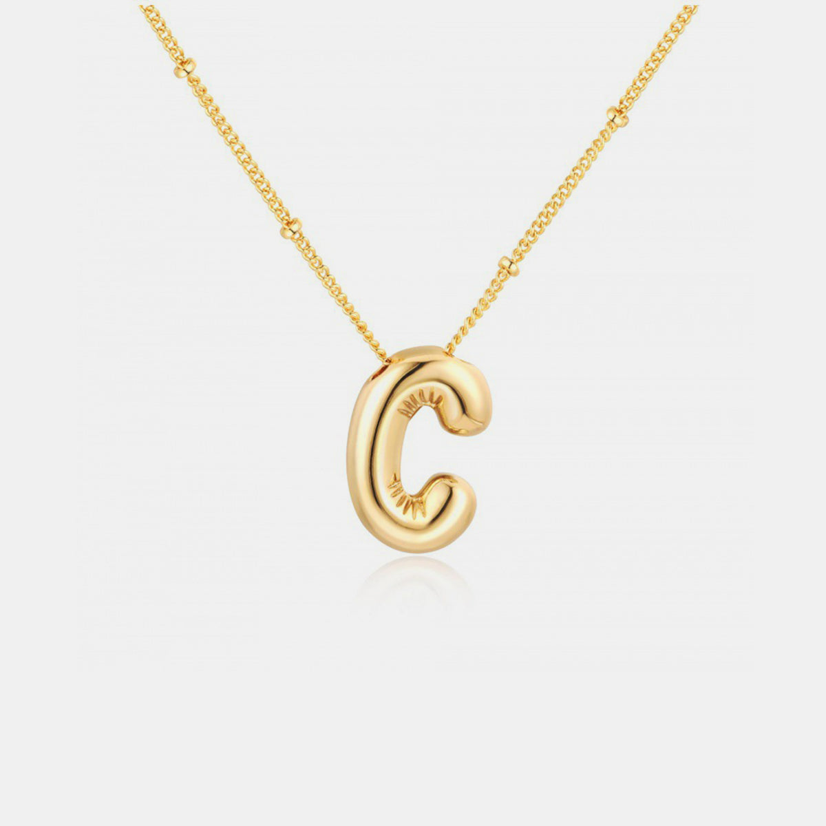 (A-J) What’s My Name Gold-Plated Bubble Initial Necklace