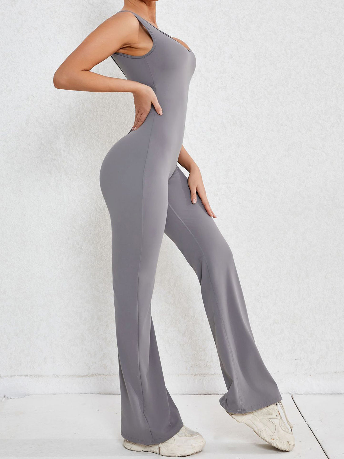 Check Me Out  Cutout Wide Strap Scoop Neck Active Jumpsuit (Multiple Colors)