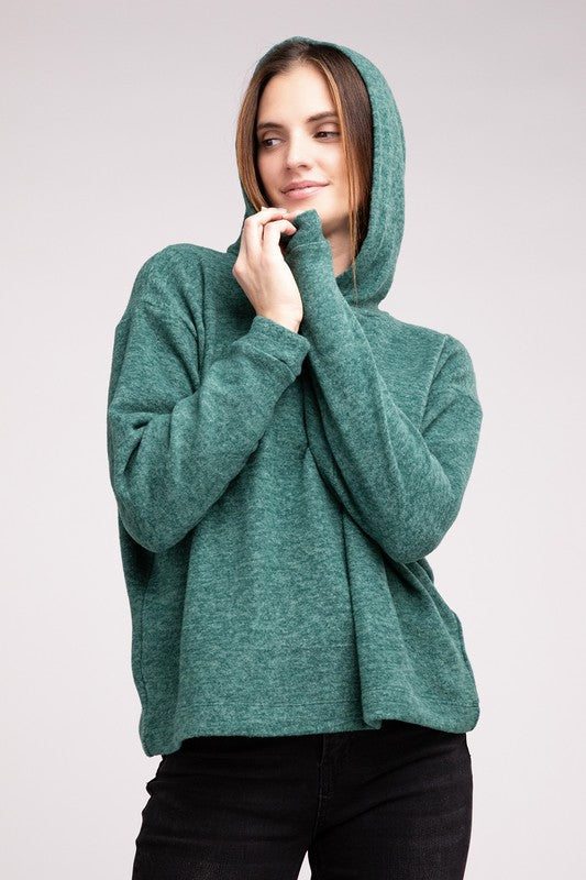 Zenana Hooded Brushed Melange Hacci Sweater (Multiple Colors) - BP