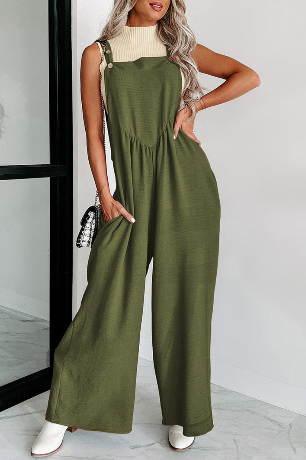 Fiction At It's Finest Square Neck Wide Strap Jumpsuit (Multiple Colors) - BP