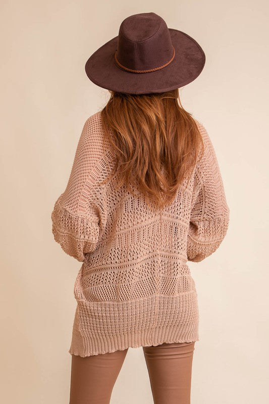 Begin Again Knit Netted Cardigan (Multiple Colors) - BP