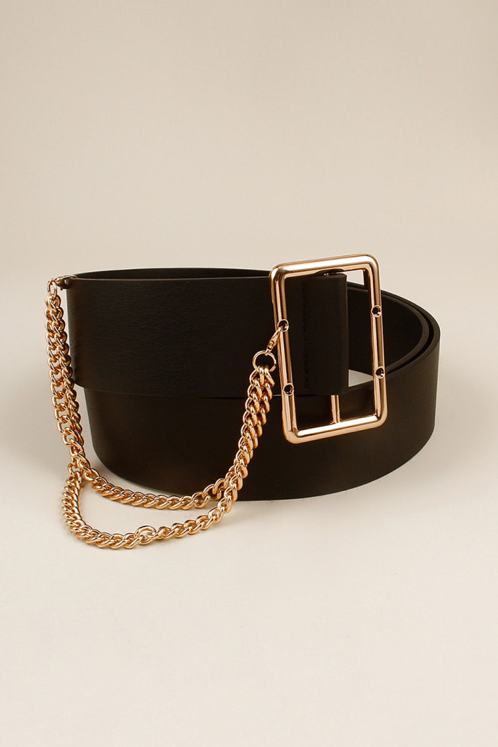 Punk City PU Leather Wide Belt with Chain - BP