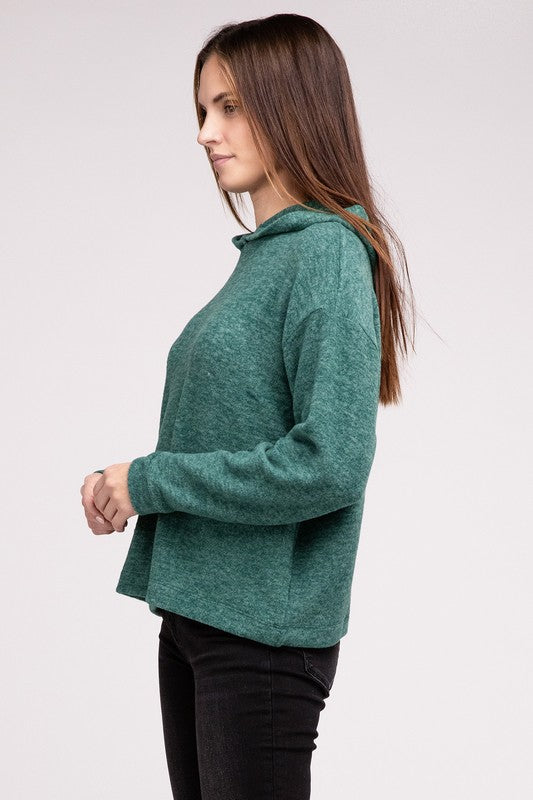 Zenana Hooded Brushed Melange Hacci Sweater (Multiple Colors) - BP