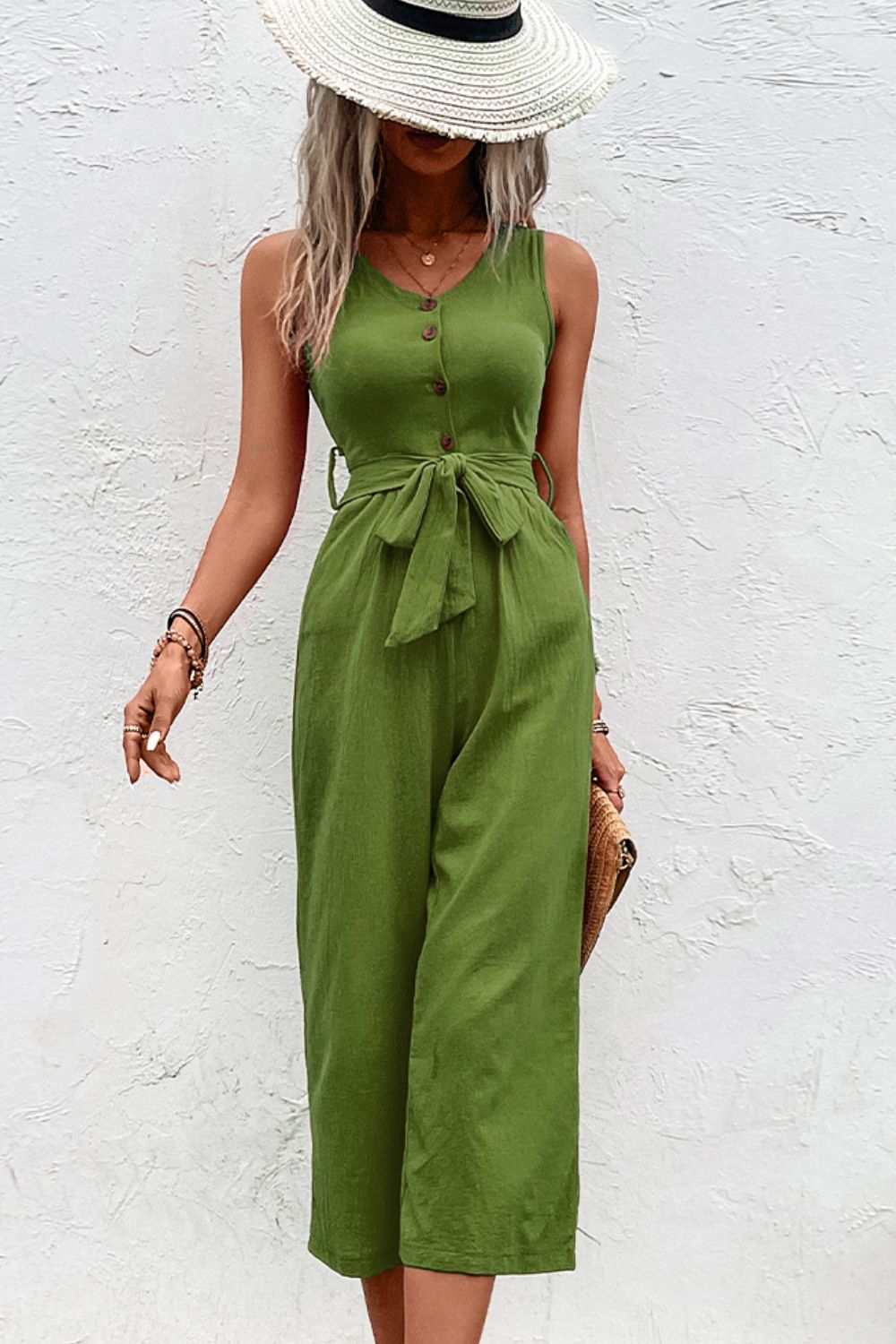 (XS-2X) Take You With Me Tie Belt Sleeveless Jumpsuit with Pockets (Multiple Colors) - BP