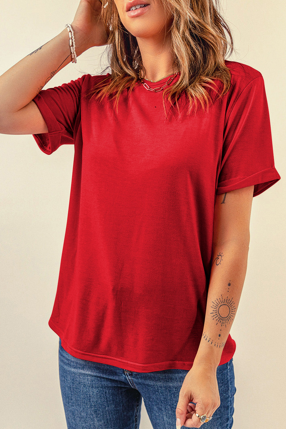 (S-2X) Basic Bishes Round Neck Short Sleeve T-Shirt (Multiple Colors)