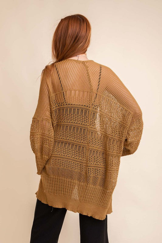 Begin Again Knit Netted Cardigan (Multiple Colors) - BP