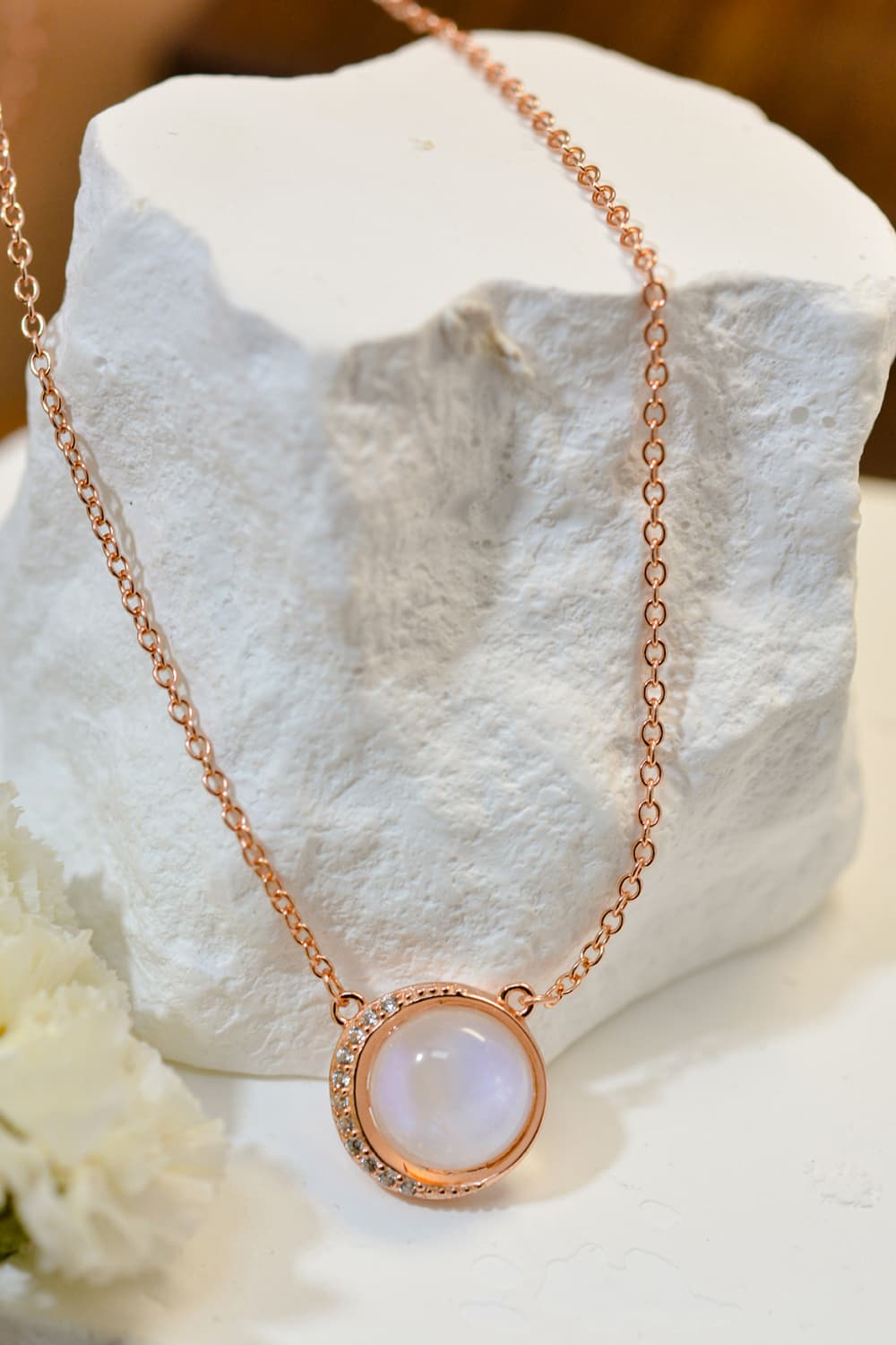 Gypsy Moon Natural Moonstone 18K Rose Gold-Plated 925 Sterling Silver Necklace - BP