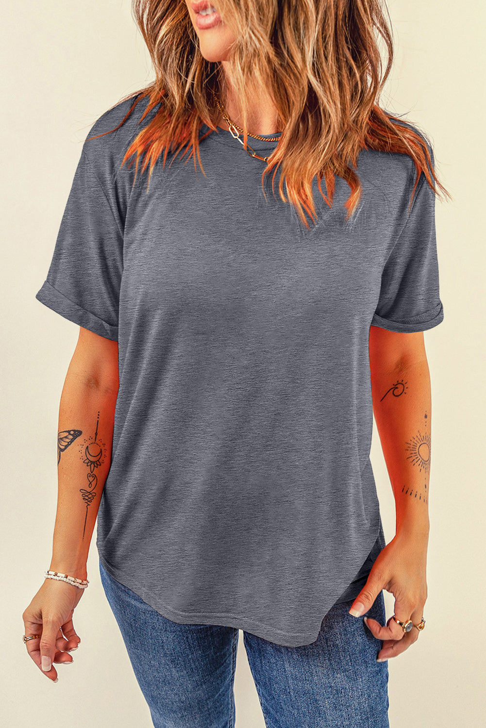 (S-2X) Basic Bishes Round Neck Short Sleeve T-Shirt (Multiple Colors)