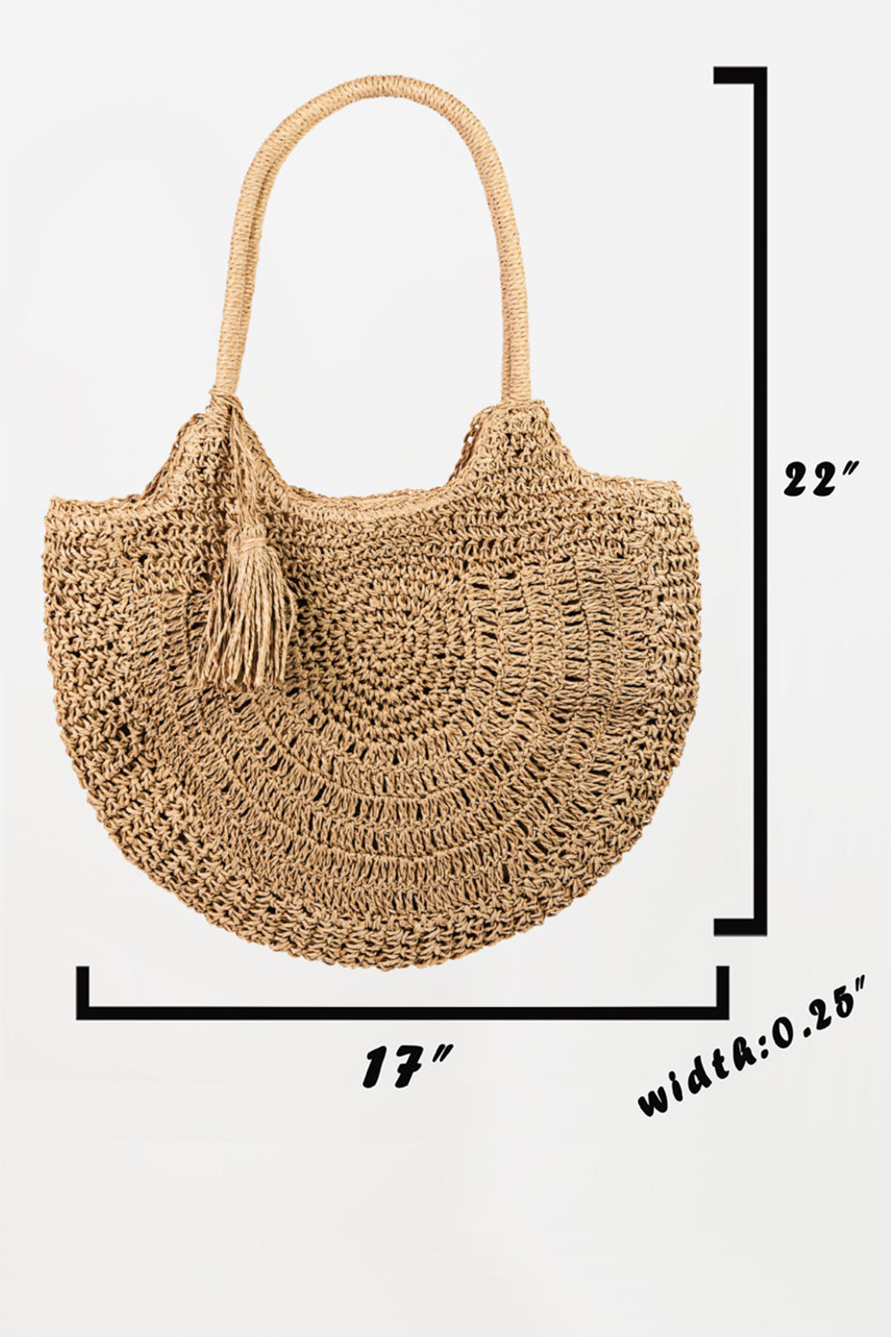 Chic At The Beach Straw Braided Tote Bag with Tassel - BP