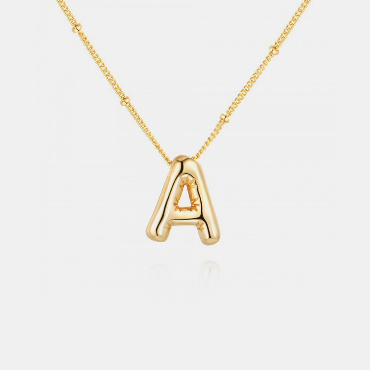 (A-J) What’s My Name Gold-Plated Bubble Initial Necklace