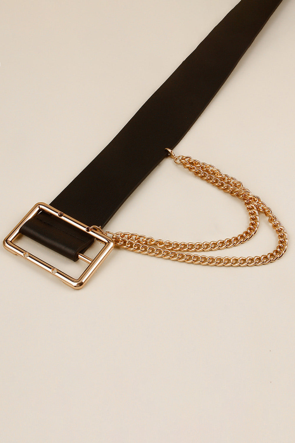 Punk City PU Leather Wide Belt with Chain - BP