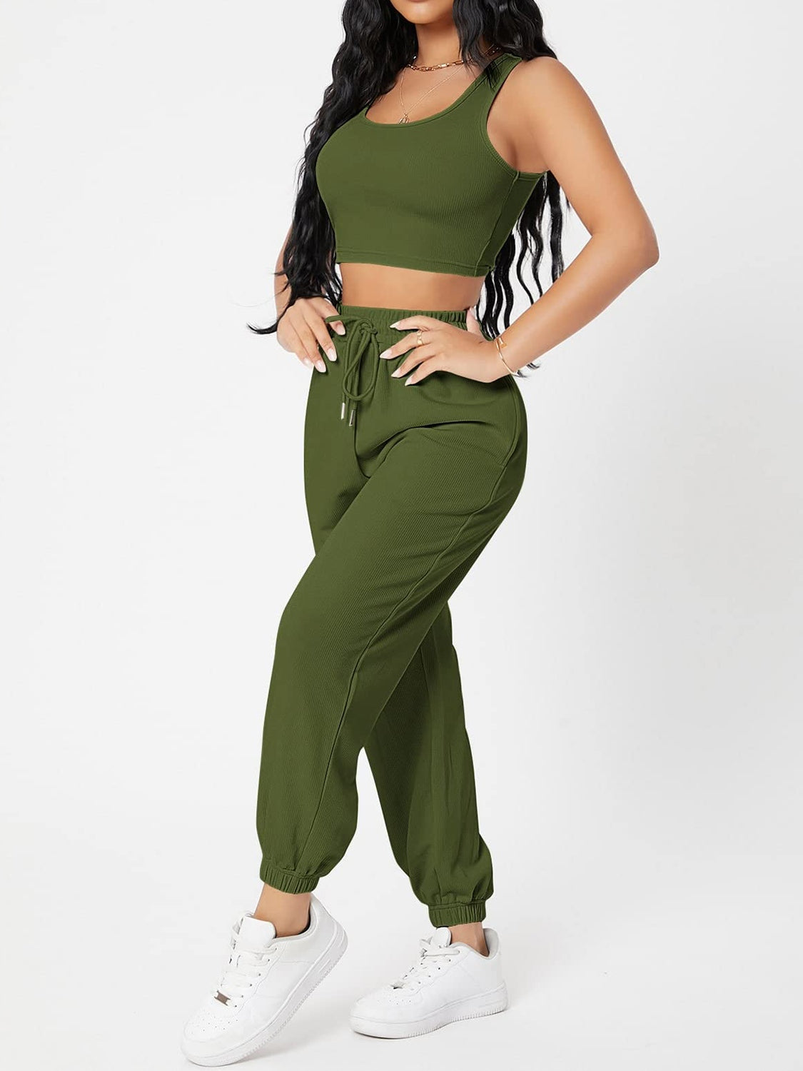 Snagged Your Attention Wide Strap Top and Drawstring Joggers Set (Multiple Colors)