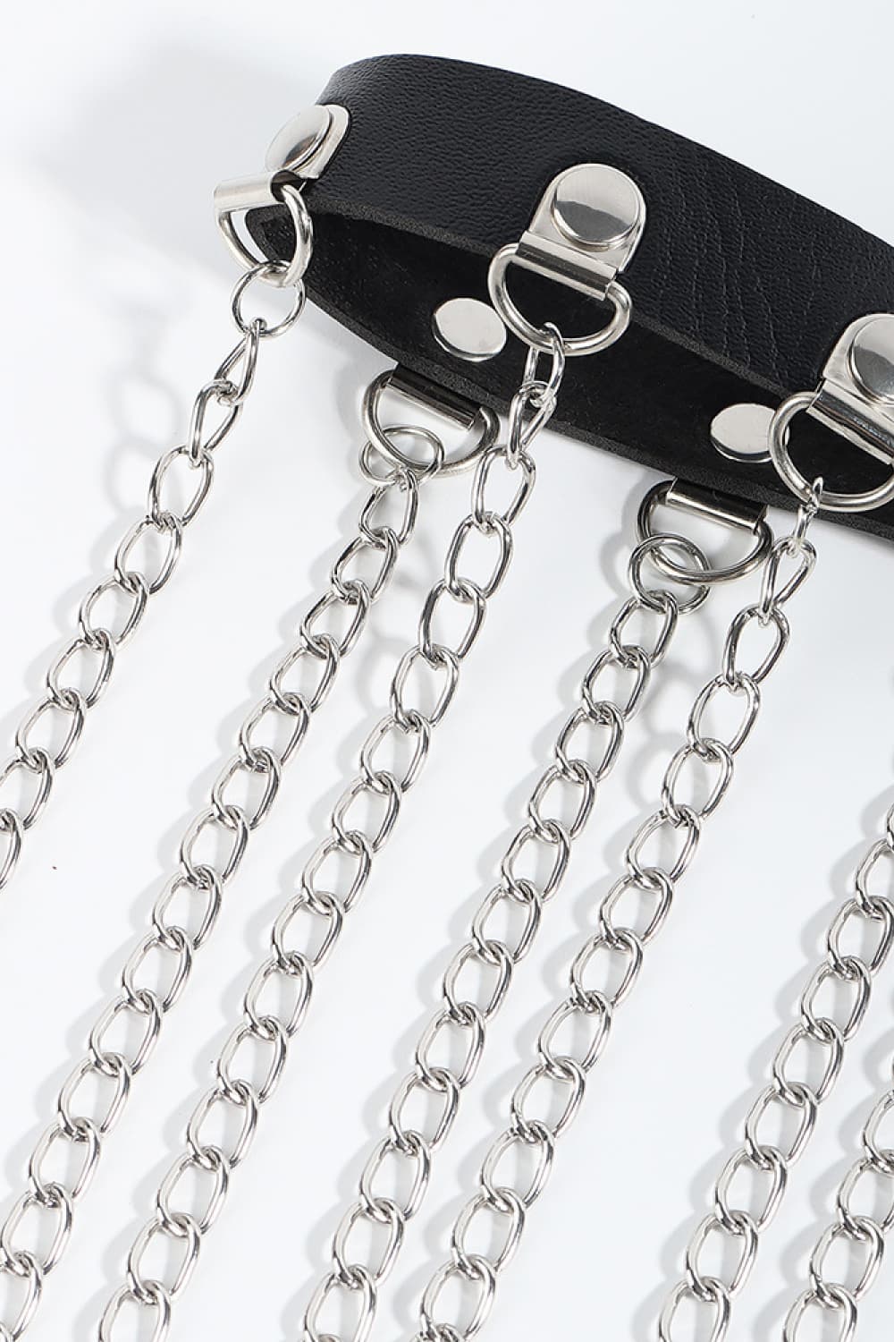 Chained In Style Fringed Chain PU Leather Belt