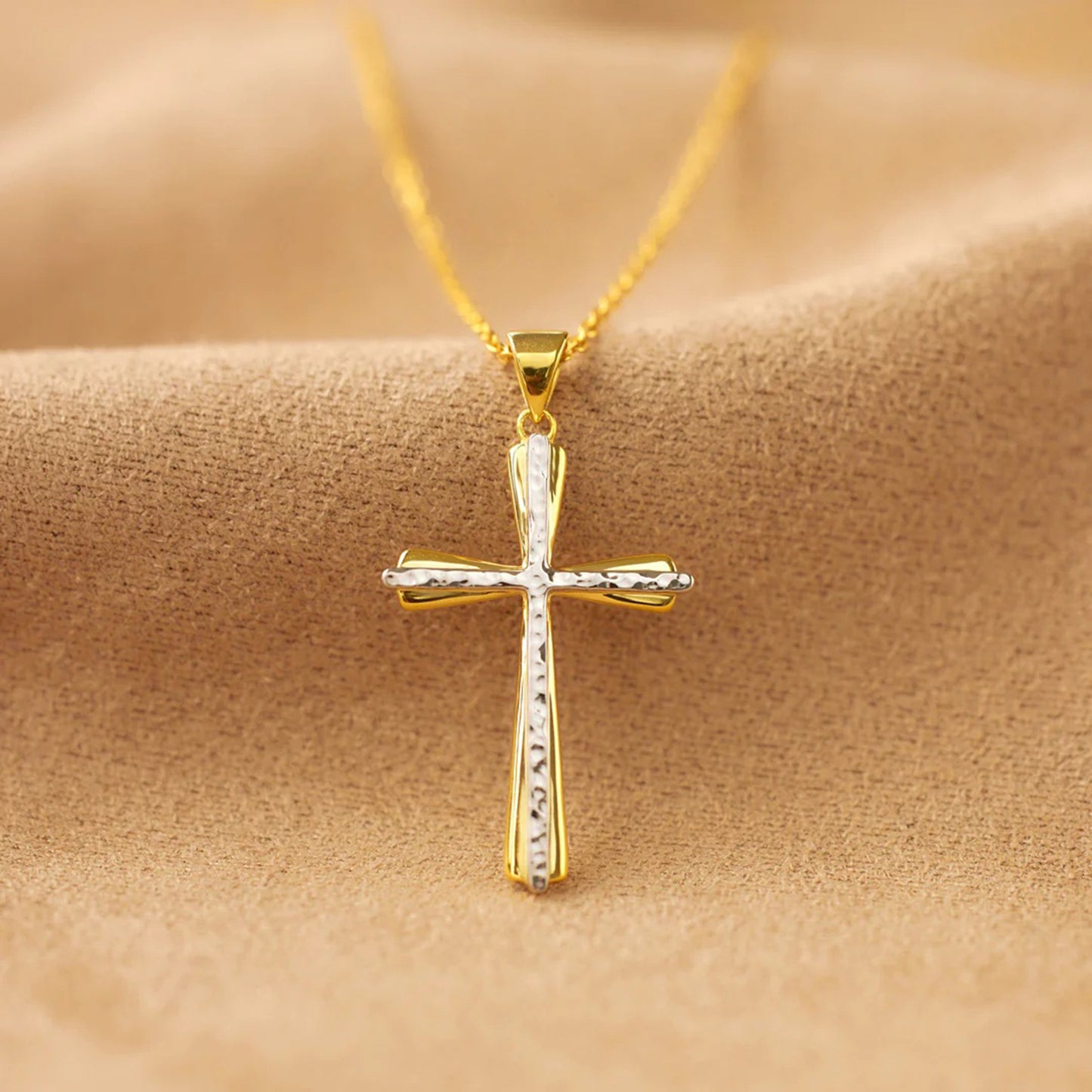 Christ Is My Firm Foundation 925 Sterling Silver Cross Pendant Necklace - BP