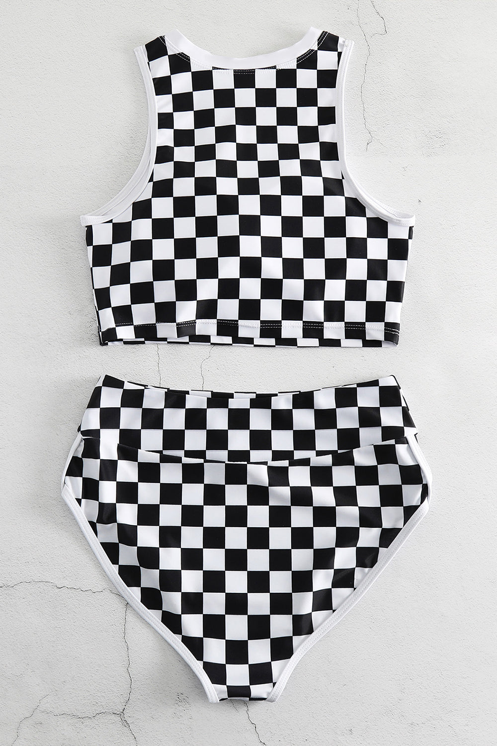 (S-2X) Salty But Cool Checkered Wide Strap Two-Piece Swim Set - BP