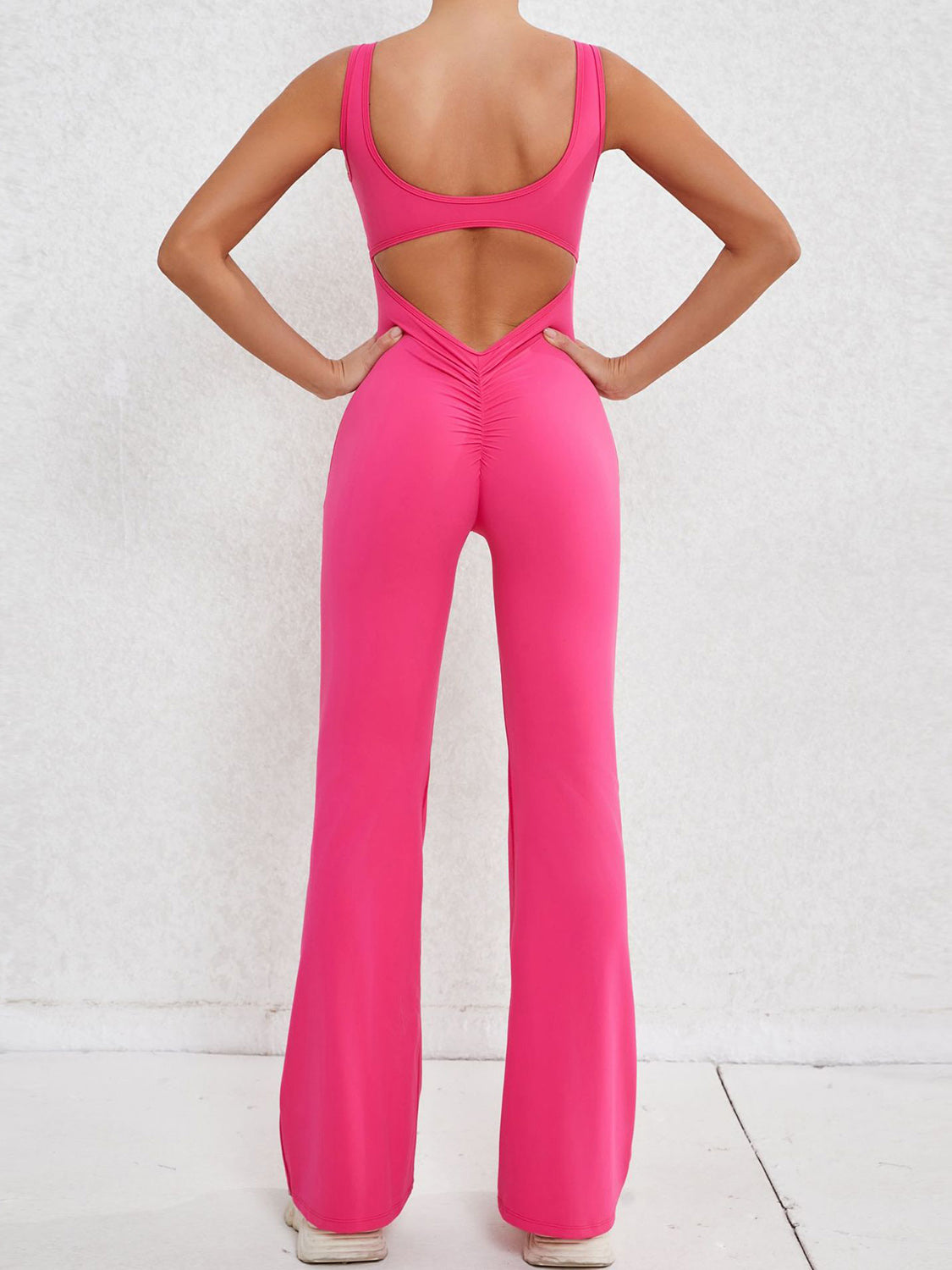 Check Me Out  Cutout Wide Strap Scoop Neck Active Jumpsuit (Multiple Colors)