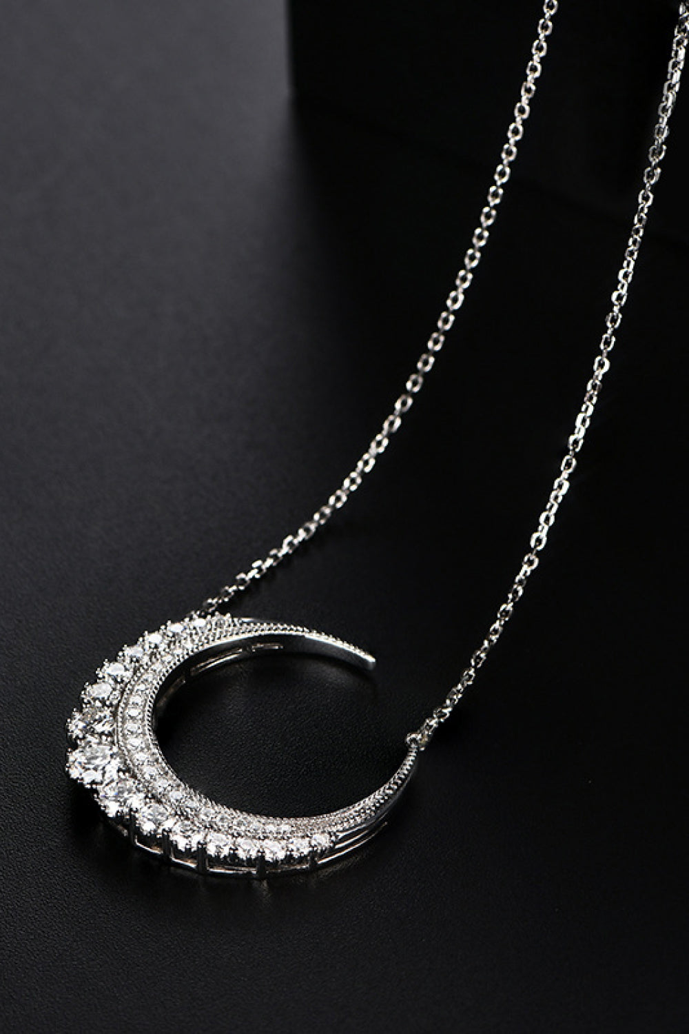 Peace Within 1.8 Carat Moissanite Crescent Moon Shape Pendant Necklace - BP