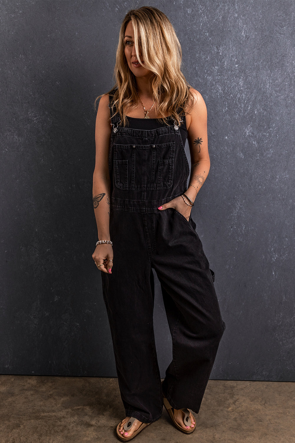 Control Freak Pocketed Straight Denim Overalls - BP