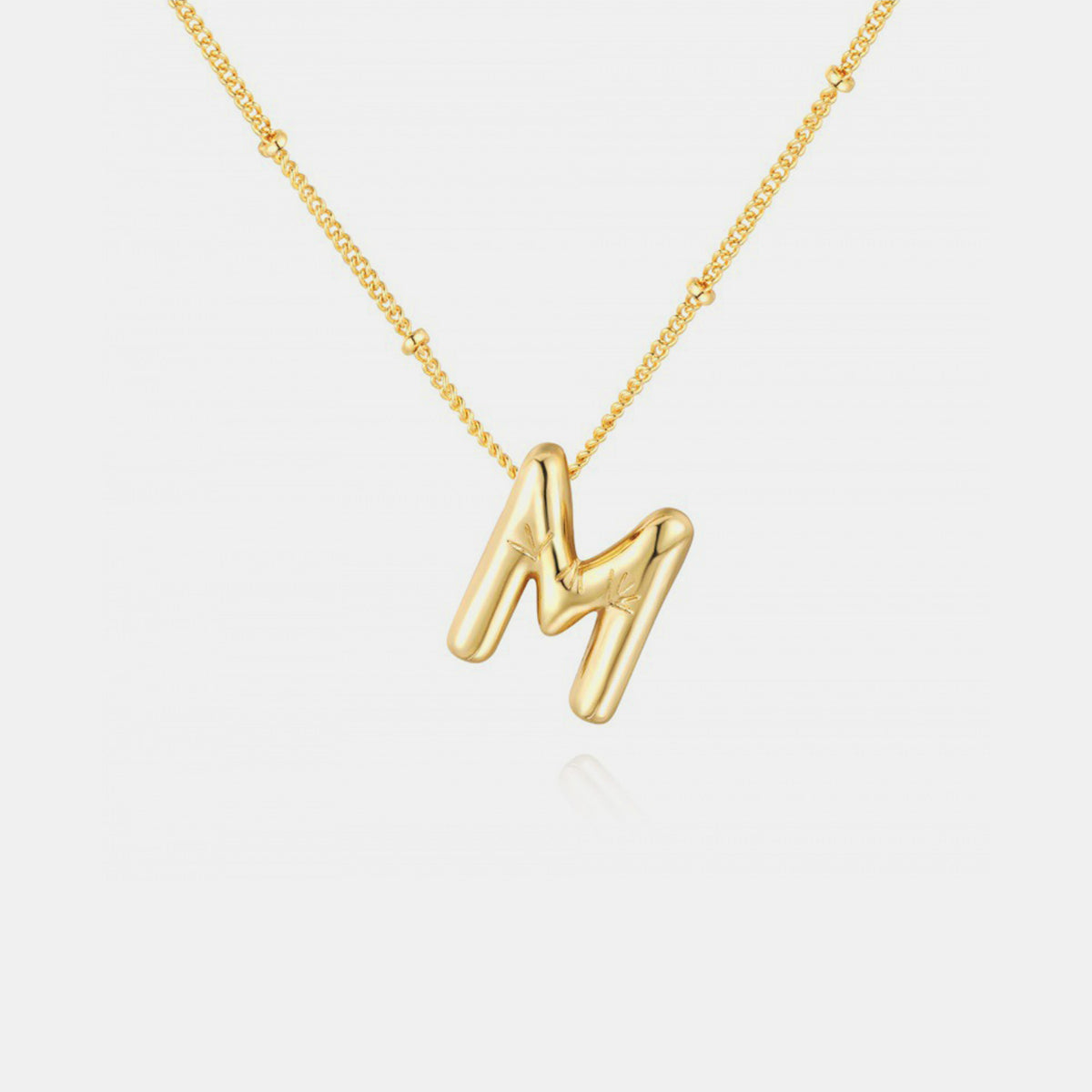 (K-S) What’s My Name Gold-Plated Bubble Initial Necklace