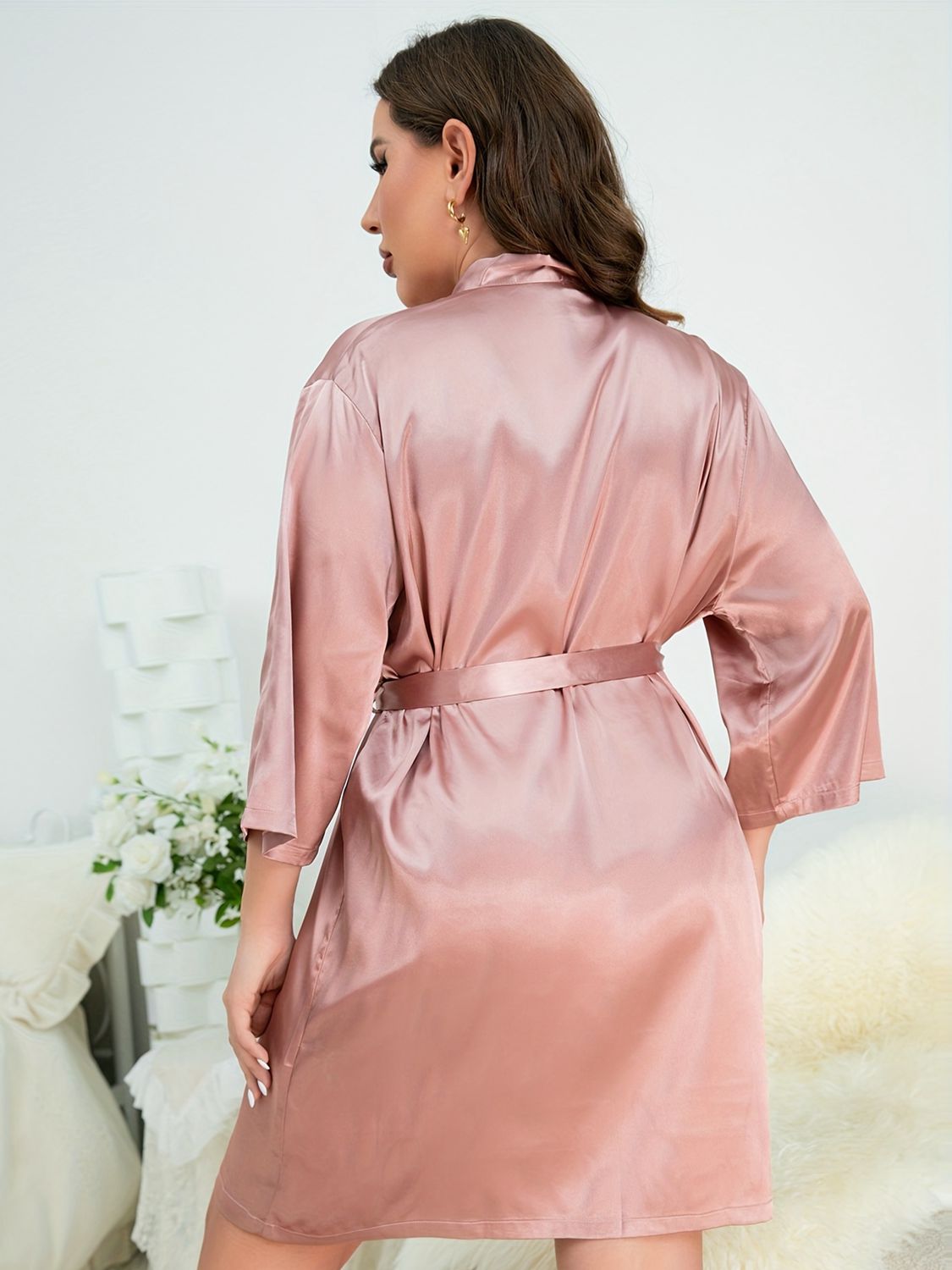 (1X-5X) Sassy Date Nights Surplice Neck Tie Waist Robe (Multiple Colors) - BP