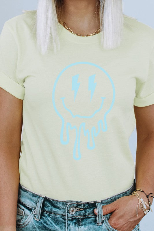 Lightning Bolt Melting Smiley Face Graphic Tee (MULTIPLE COLORS) - BP