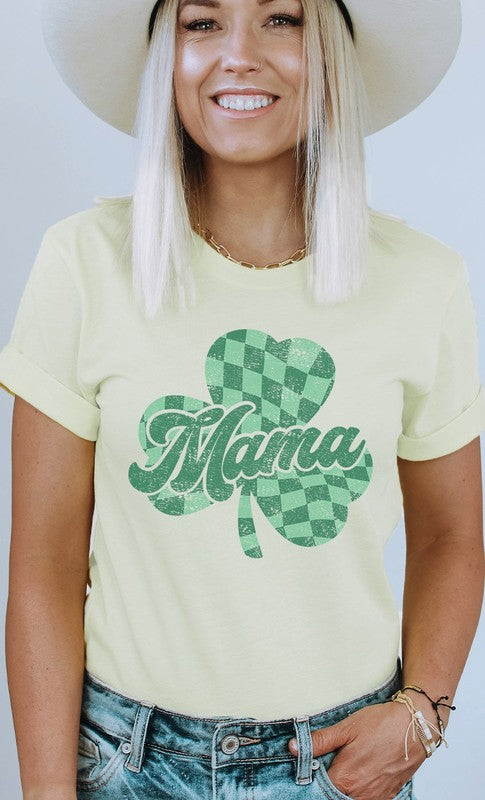 CURVY - Checkered Mama Shamrock PLUS SIZE Graphic Tee (MULTIPLE COLORS) - BP