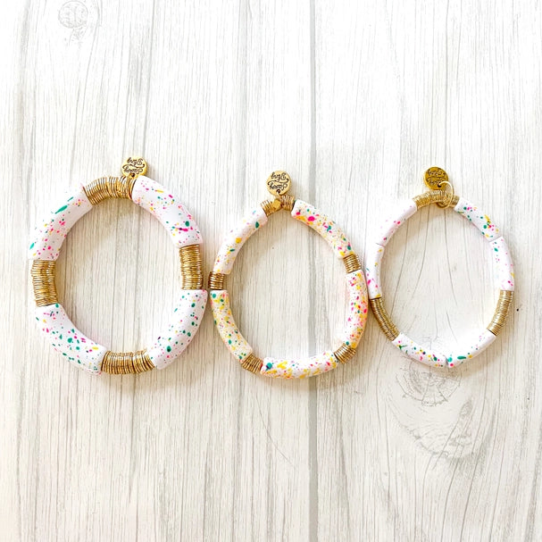 Birthday Cake Sprinkles GOLD DISCS Acrylic Bracelet