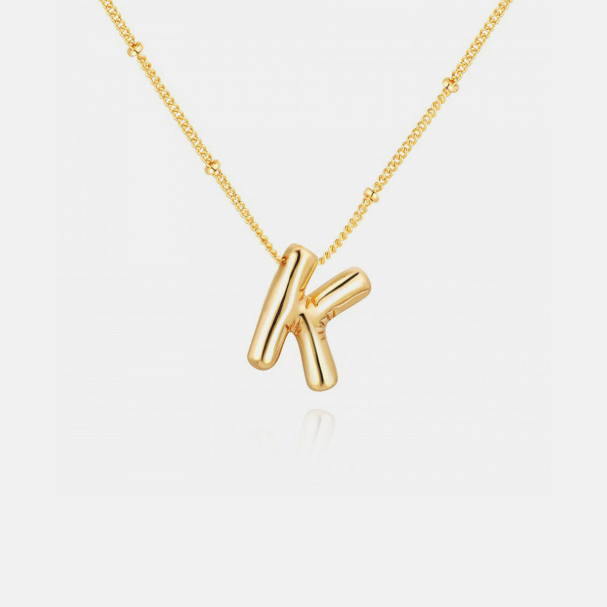 (K-S) What’s My Name Gold-Plated Bubble Initial Necklace