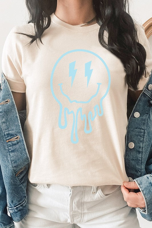 Lightning Bolt Melting Smiley Face Graphic Tee (MULTIPLE COLORS) - BP