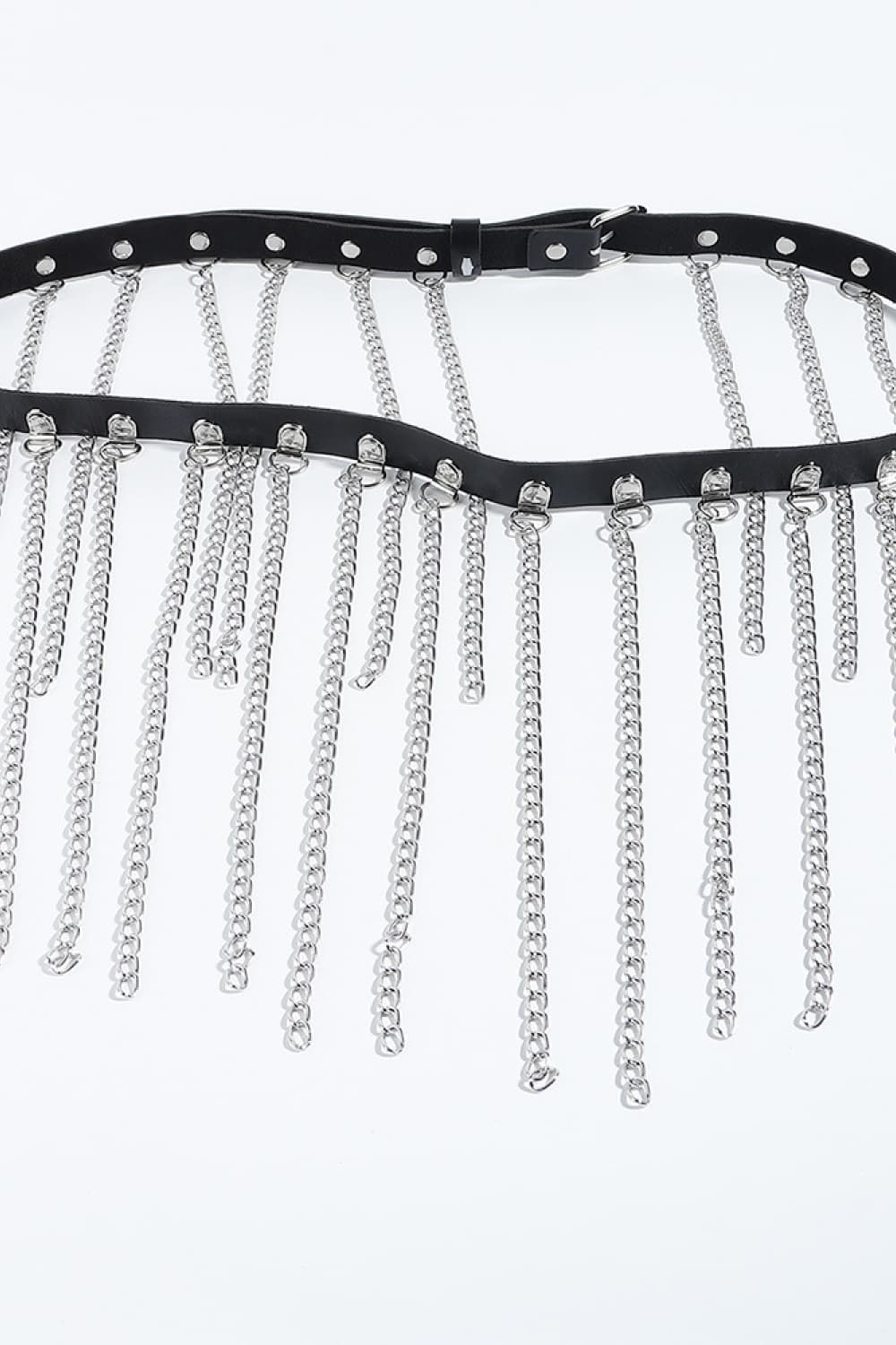 Chained In Style Fringed Chain PU Leather Belt