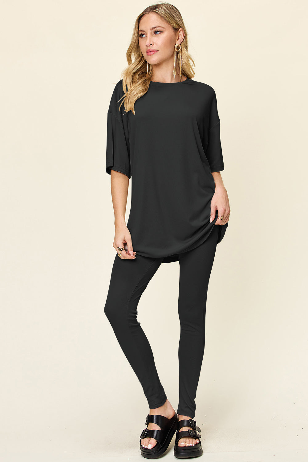 Grab Me Starbees Round Neck Dropped Shoulder T-Shirt and Leggings Set (Multiple Colors) - BP